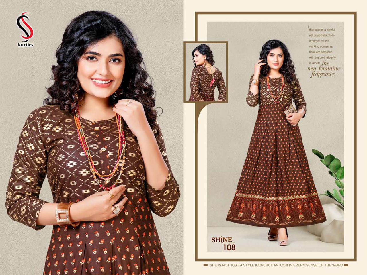 Ss Kurtis Shine Heavy Art Festive Wear Designer Kurtis Collection
