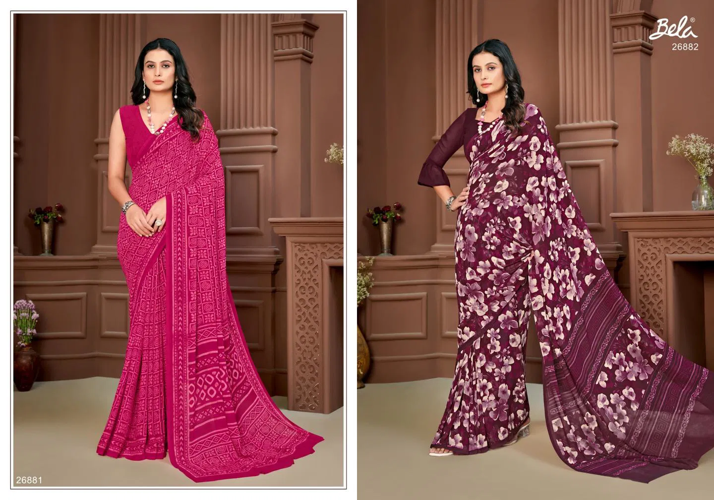 Stella Vol 18 By Bela Georgette Mill Print Saree Wholesalers In Delhi