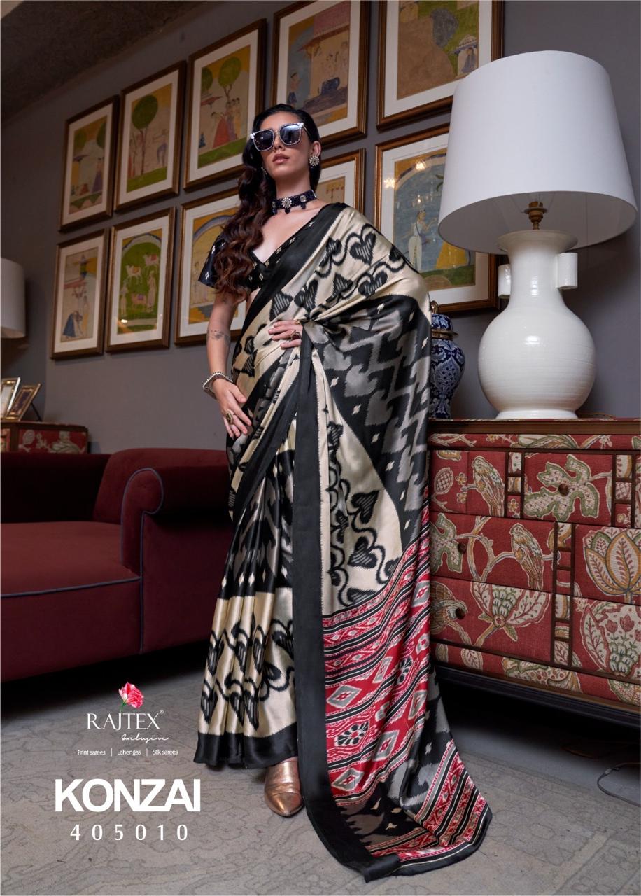 Konzai By Rajtex Patola Printed Satin Crepe Saree Wholesale Price