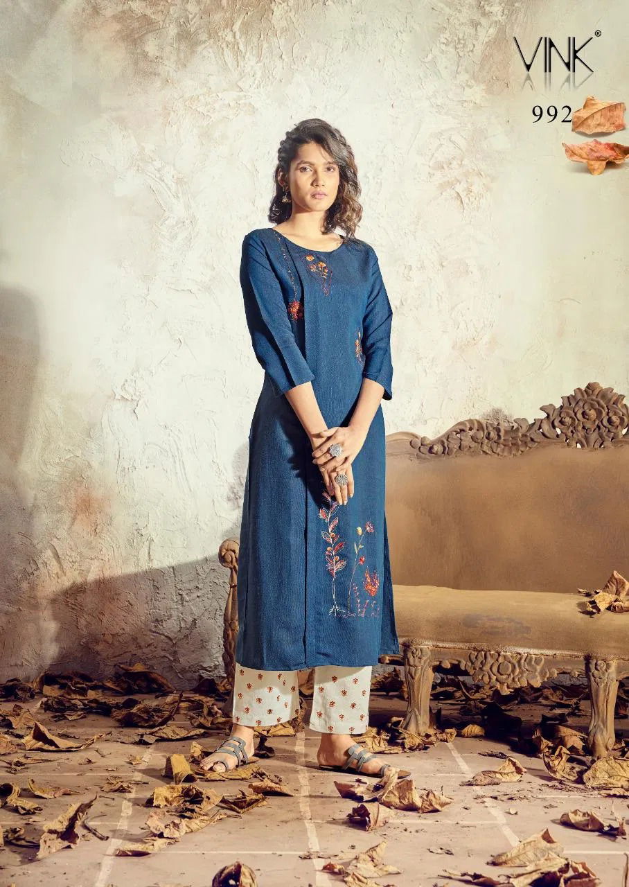 Vink Venice 10 Latest Festive Wear Pure Staple Viscose Handloom Kurtis With Bottom Collection
