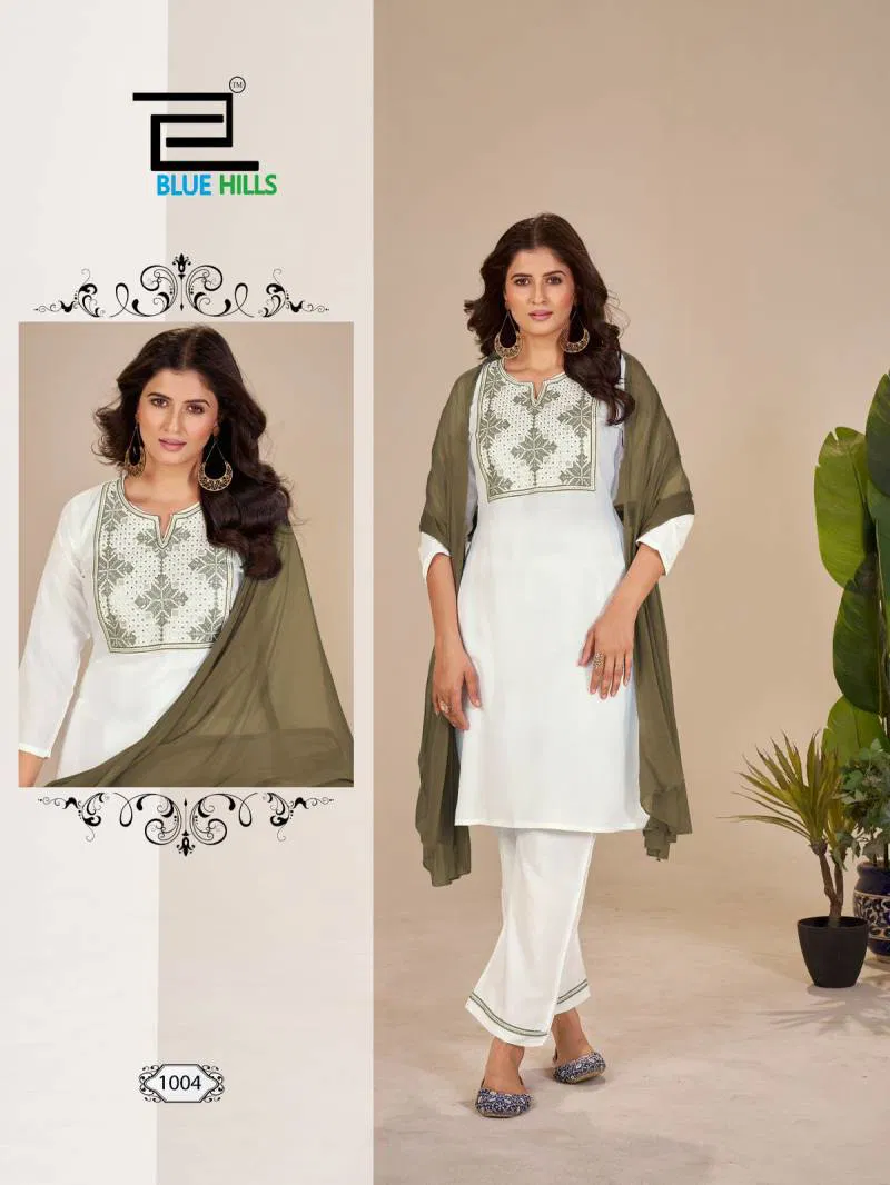 Juliet By Blue Hills Rayon Embroidered Kurti With Bottom Dupatta Exporters In India
