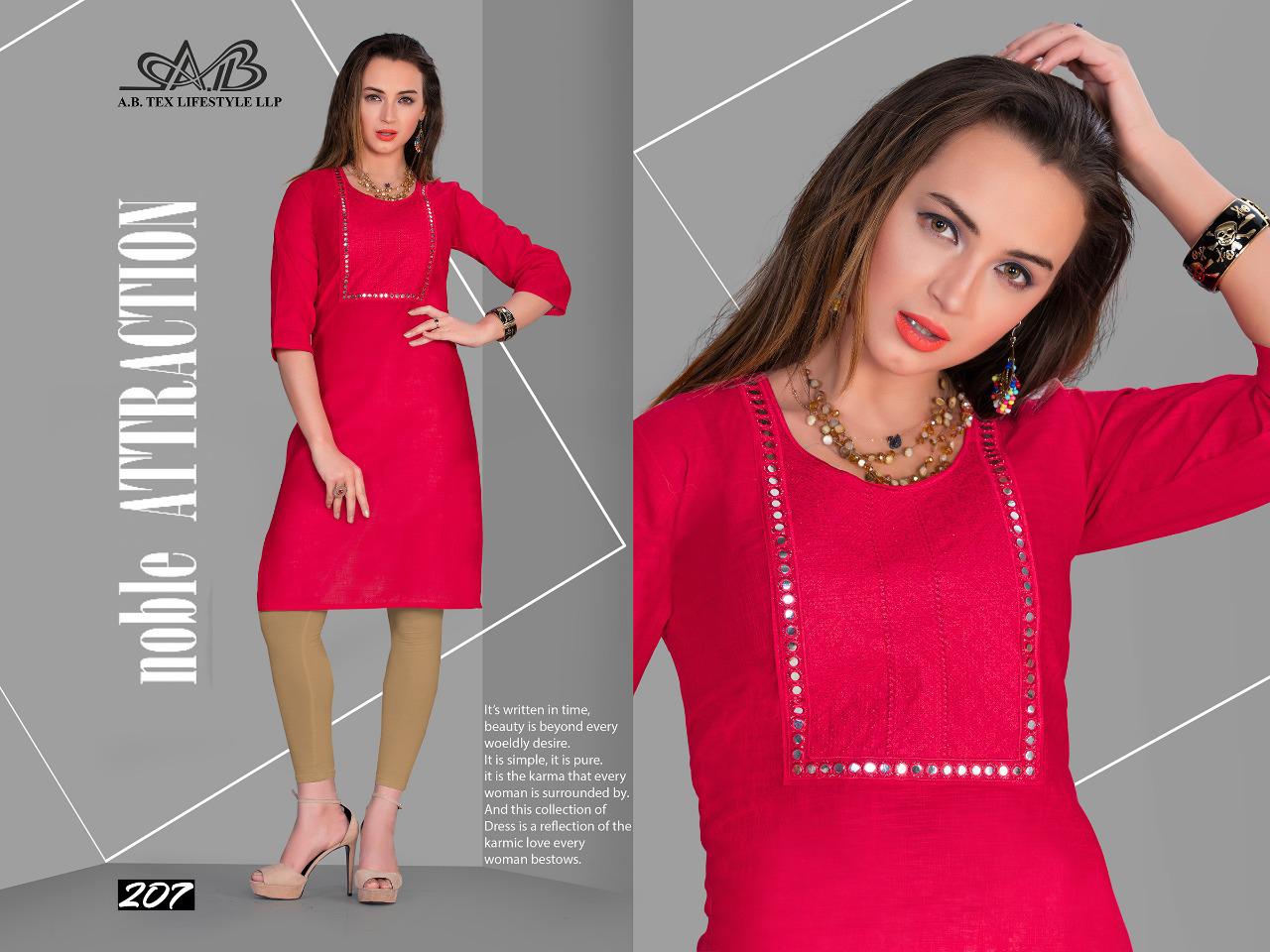 Ab Dhani 1 Designer Regular Wear Neck Work Cotton Slub Pure Kurti Collection
