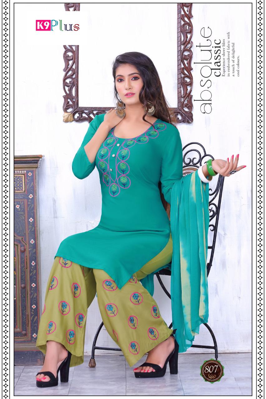 K9 Plus Latest Designer Casual Wear Ready Made Plazzo Suit Collection 