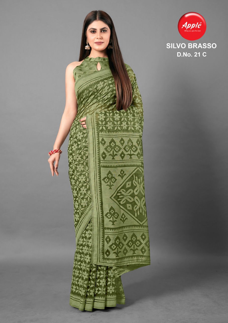 Apple Silvo Brasso 21 Latest Fancy Designer Casual Regular Wear Printed Brasso Saree
