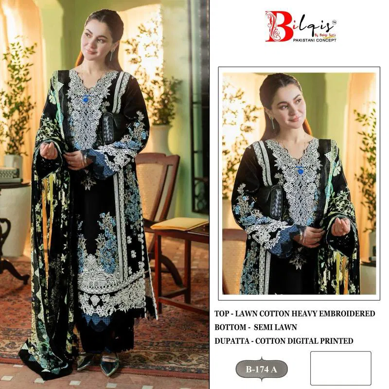 Bilqis B 174 Lawn Cotton Pakistani Wholesale Salwar Kameez Suppliers In Mumbai