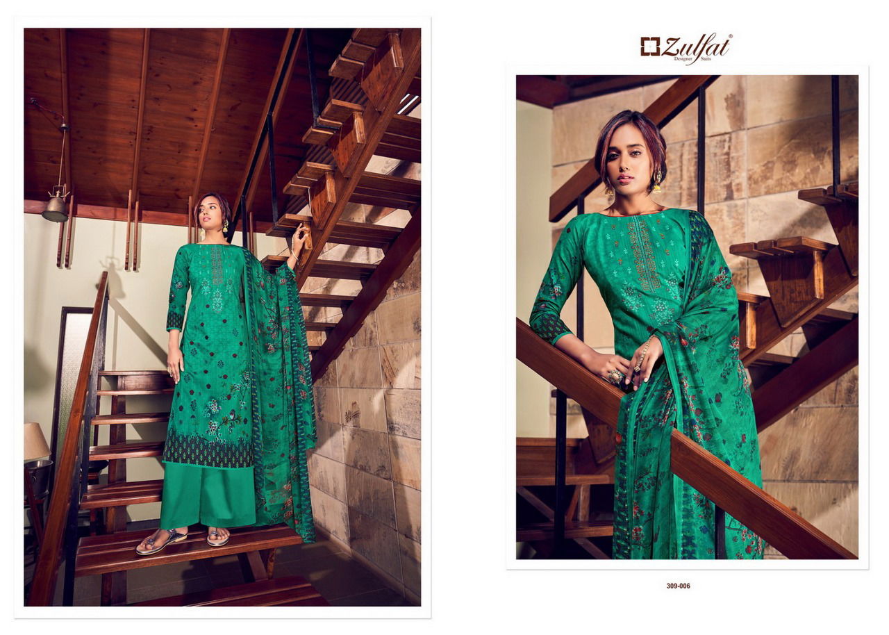 Zulfat Aakruti Latest Casual Wear Pure Cotton Digital Style Print With Heavy Fancy Embroidery Work Dress Material Collection
