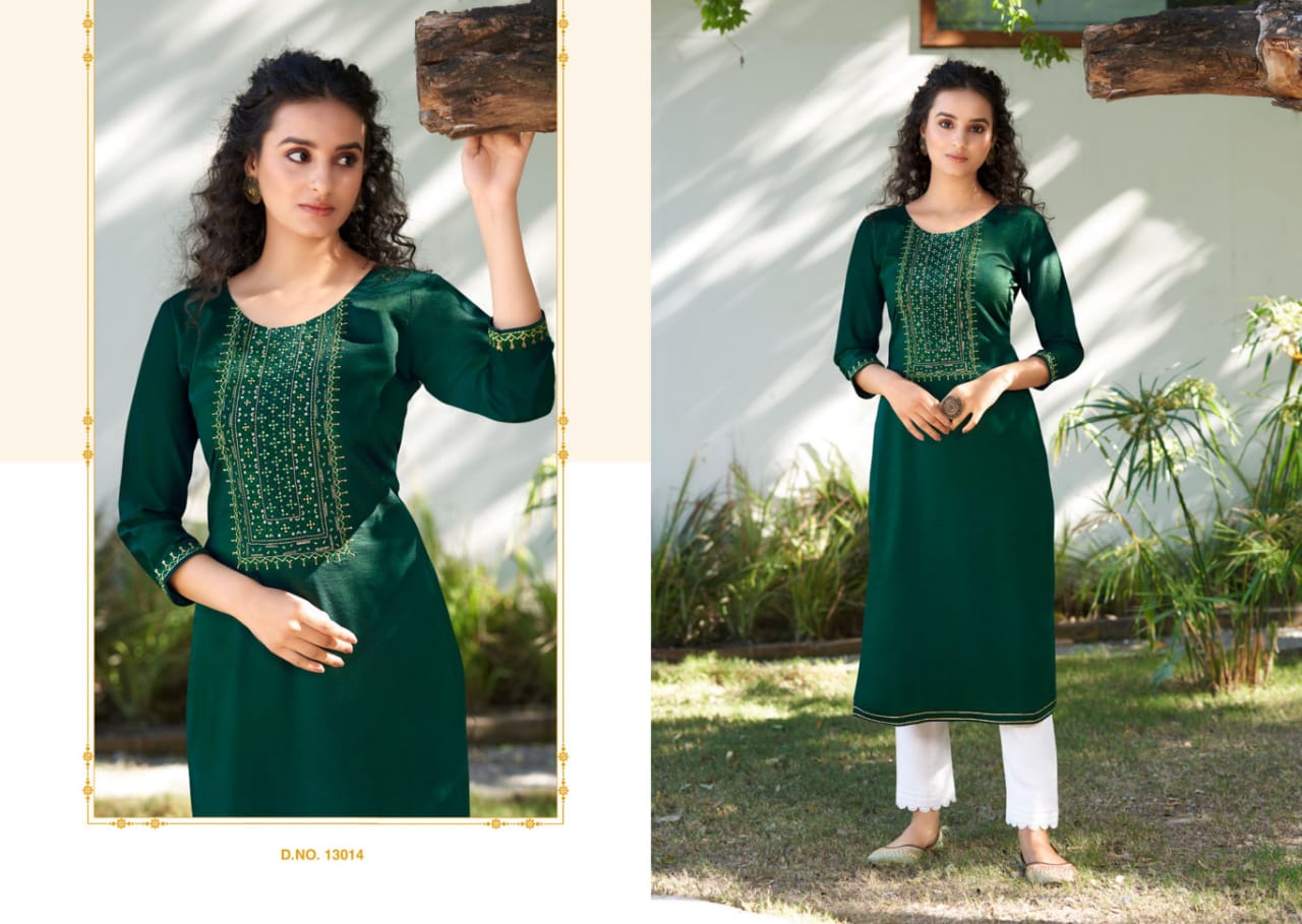 Kalaroop Kites 4 New Exclusive Party Wear Silk Embroidery Kurti Collection