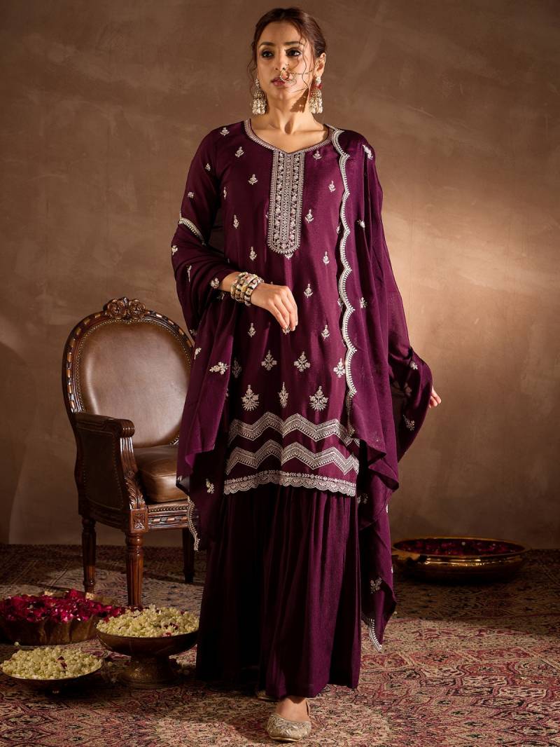 Indo Era 2563 Silk Embroidered Kurti Bottom With Dupatta Exporters In India