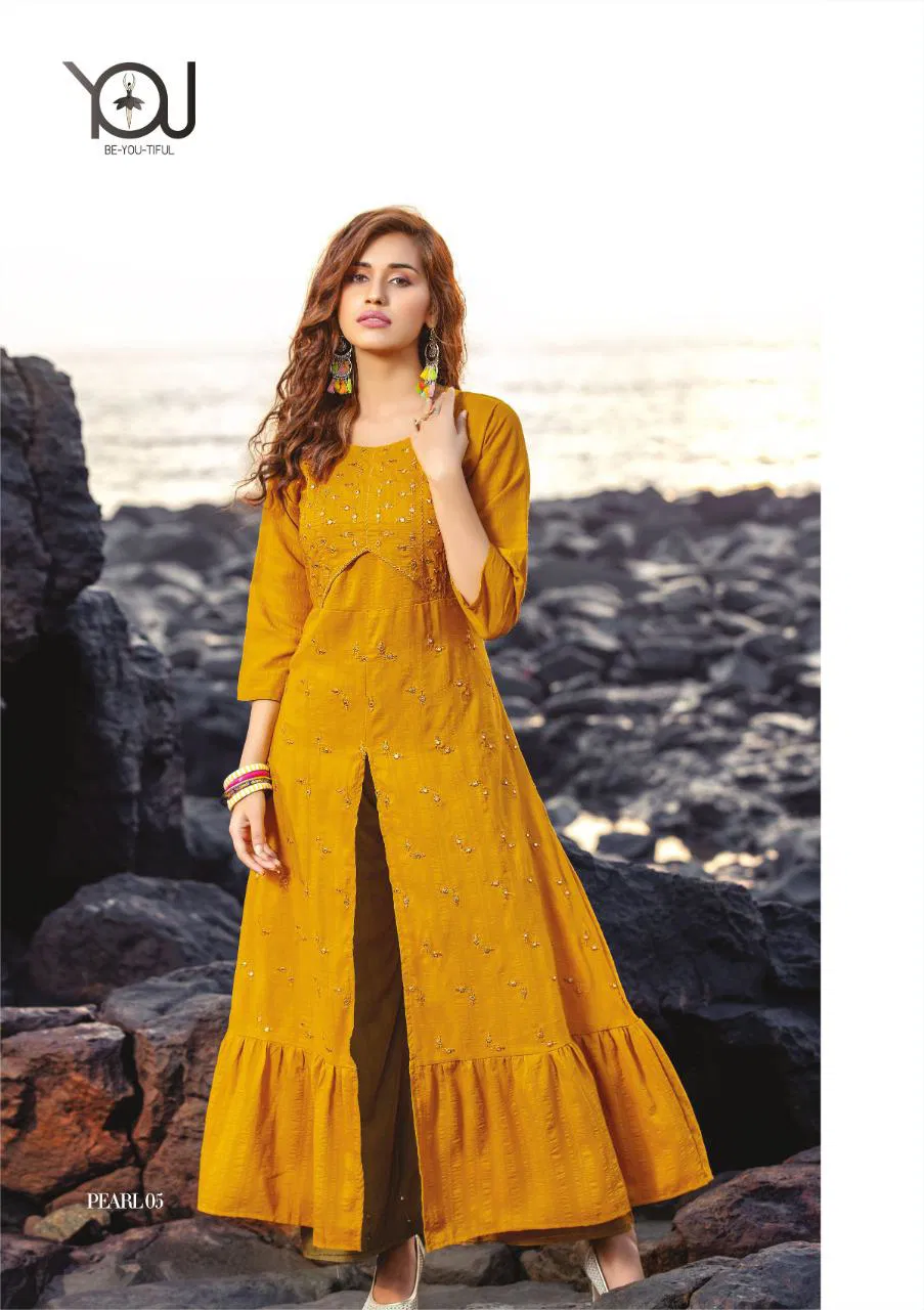 You Pearl Latest Fancy Ethnic Wear Rayon Kurtis With Bottom Collection
