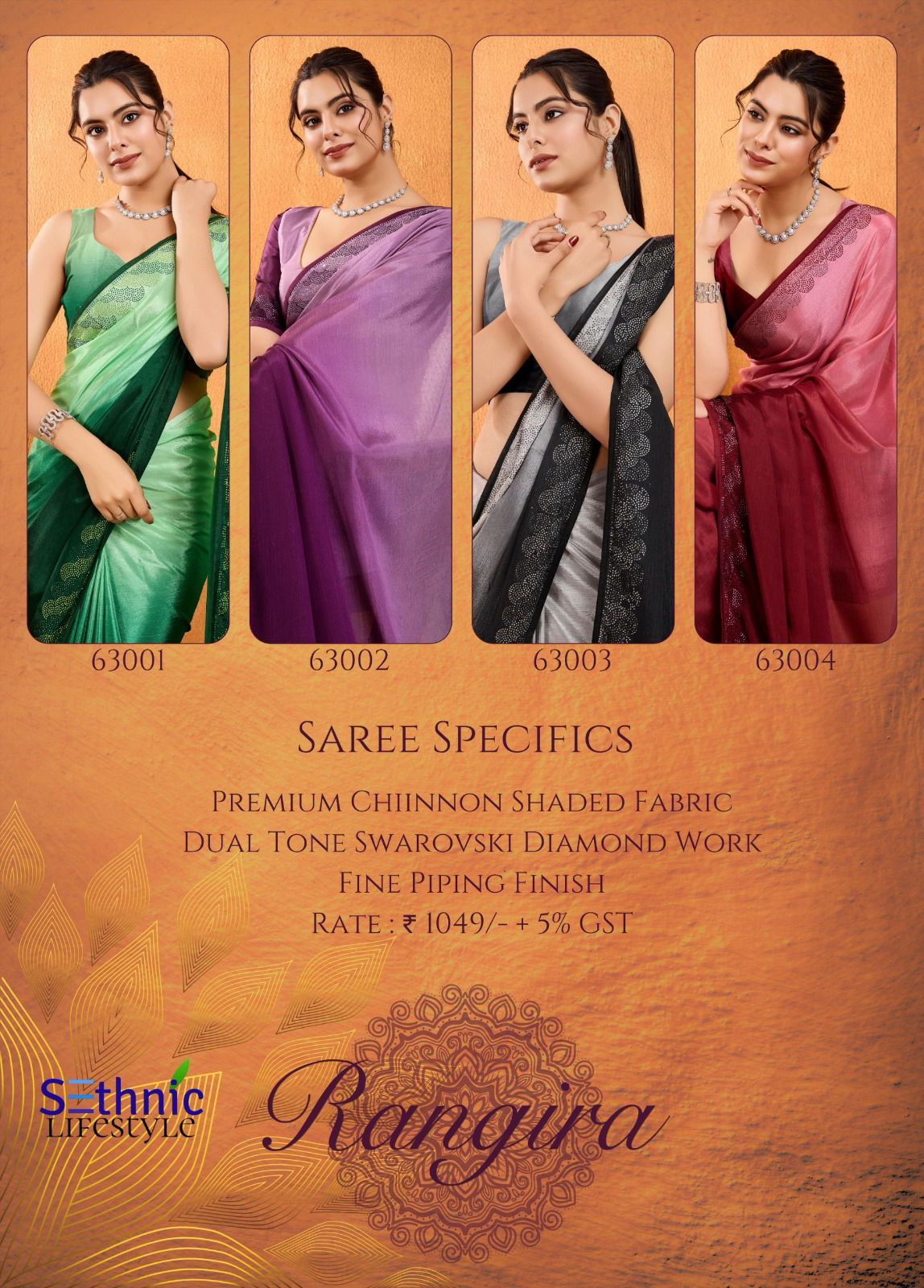 Rangira By Sethnic Chinnon Party Wear Saree Wholesale Shop In Surat