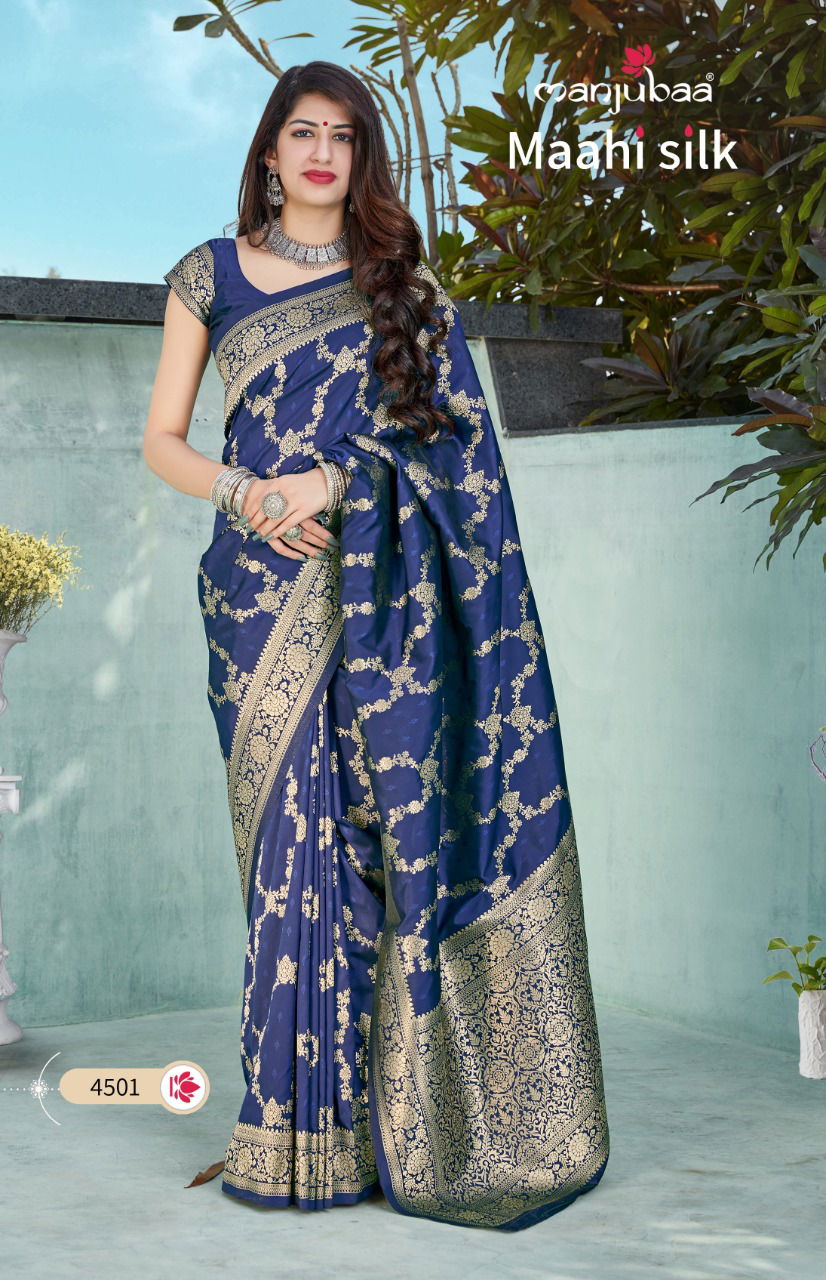 Manjubaa Maahi Latest fancy Heavy Silk Festive Wear Soft silk weaving Sarees Collection