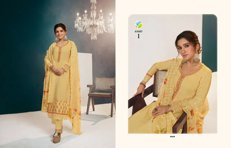 Sikina Royal Crepe 40 By Vinay Fashion Dn 61081 To 61088 Series Surat Dress material Wholesale Market