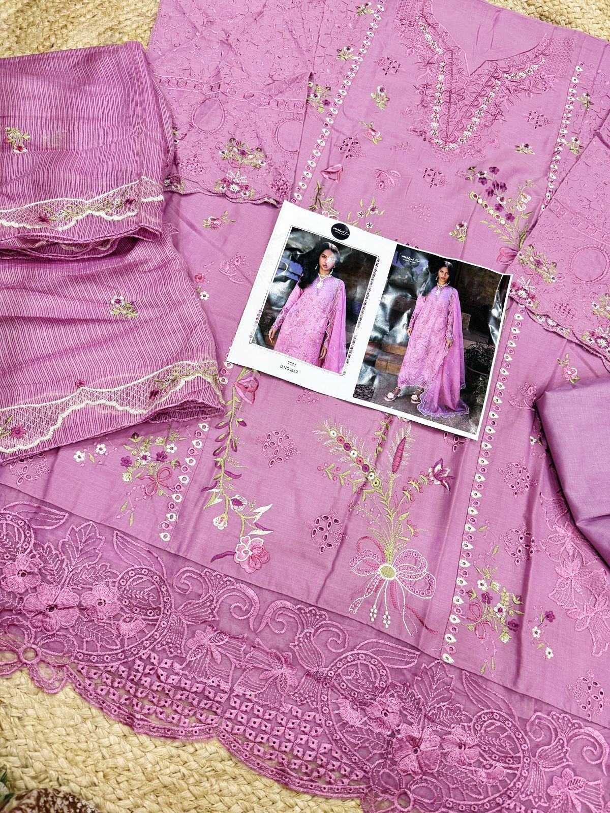 1647 Mehbbob Tex Visocse Lawn Embroidery Pakistani Suits Exporters In India