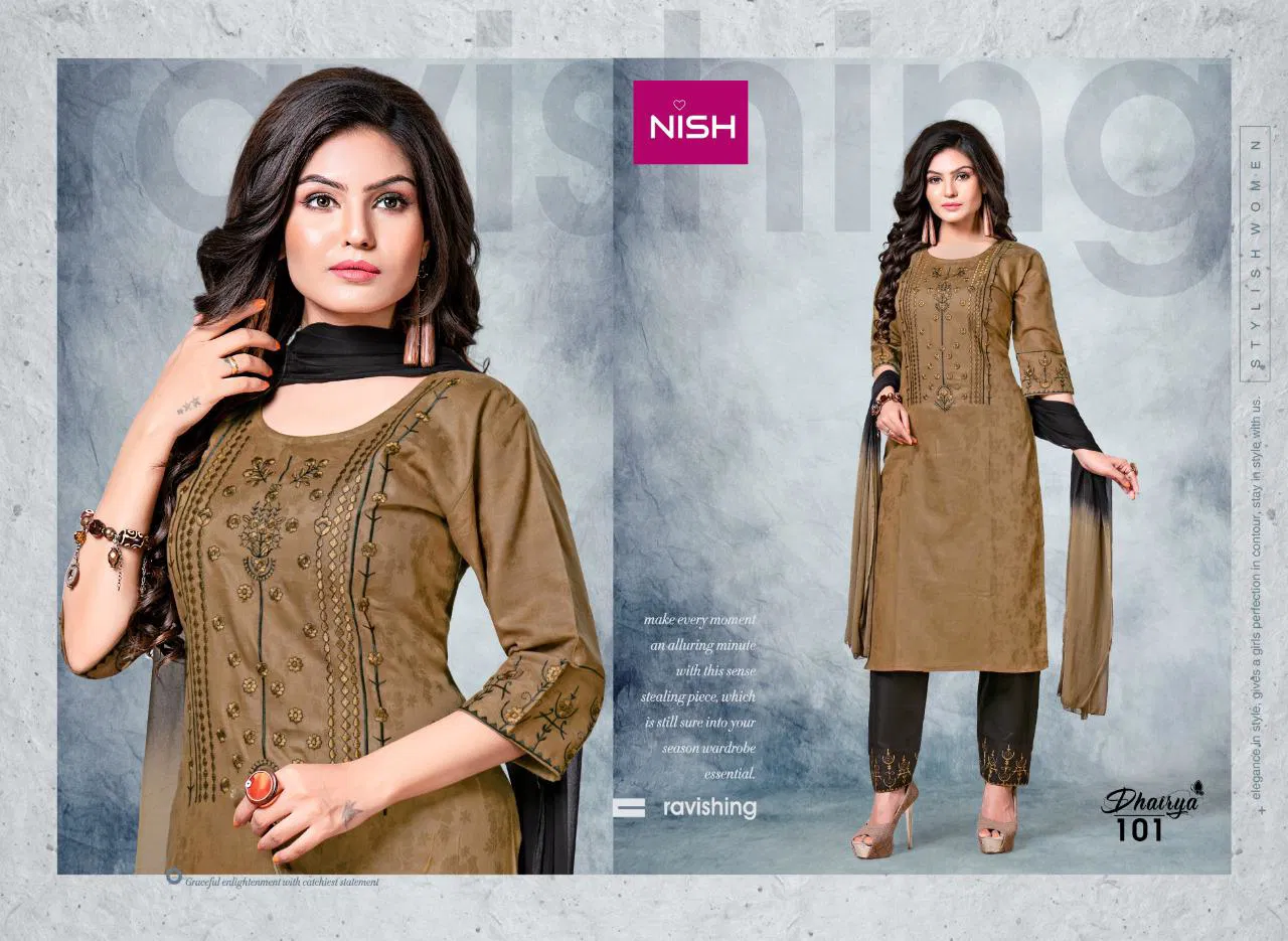 Nish Dhairya Ethnic Wear Cotton Designer Ready Made Collection
