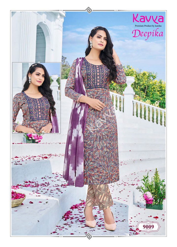 Deepika Vol 9 By Kavya Straight Embroidery Kurti With Bottom Dupatta Wholesale Shop In Surat
