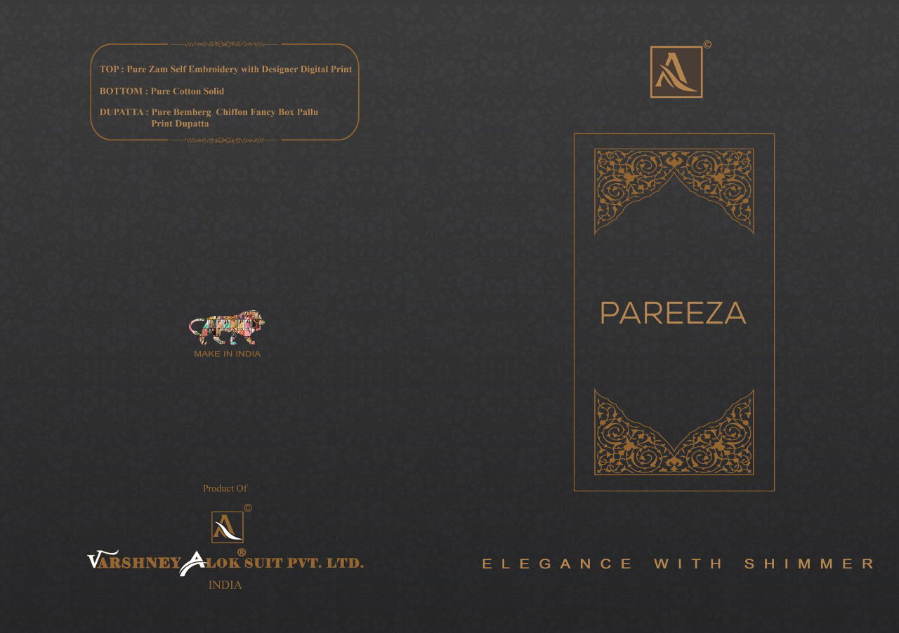 Alok Pareeza Latest Fancy Festive Wear Pure Zam Self Embroidery With Designer Digital Printed Heavy Dress Material Collection