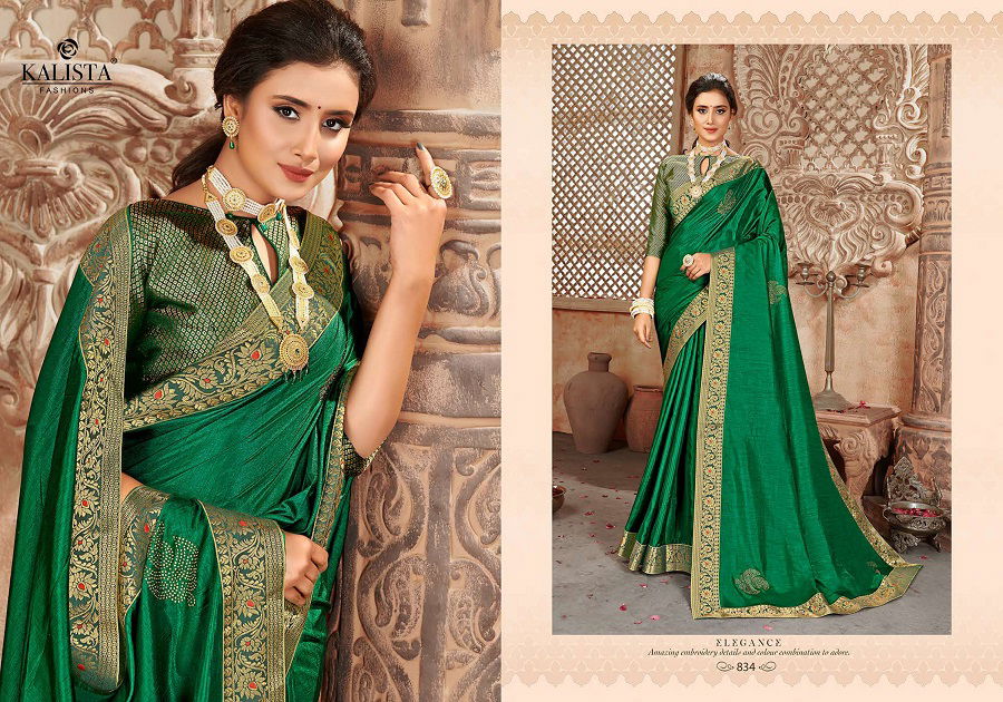 Kalista Kalki 2 Latest Heavy Designer Festive Wear Fancy Silk Embroidery Worked Sarees Collection
