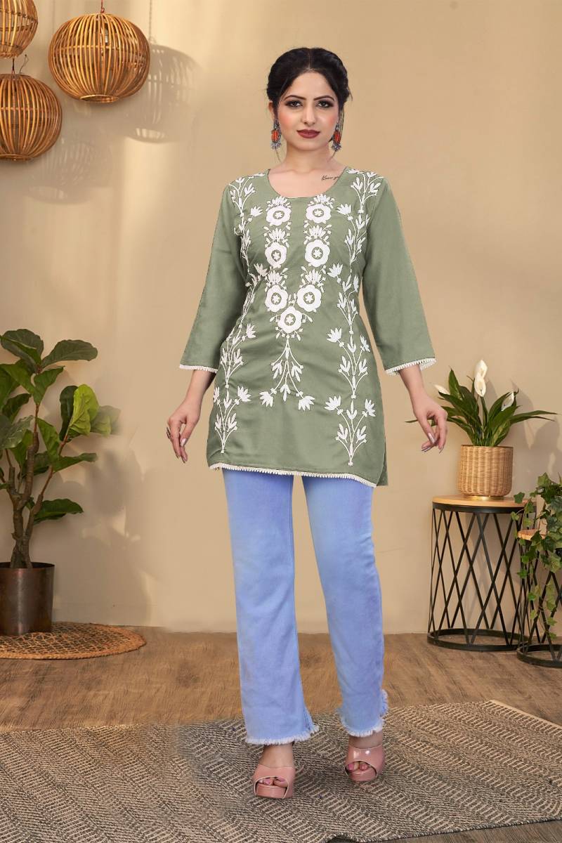 Money By Nsf Rayon With Chikankari Kurti Wholesalers In India