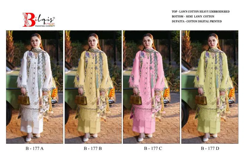 Bilqis B 177 Lawn Cotton Pakistani Salwar Kameez Wholesale Market In Surat

