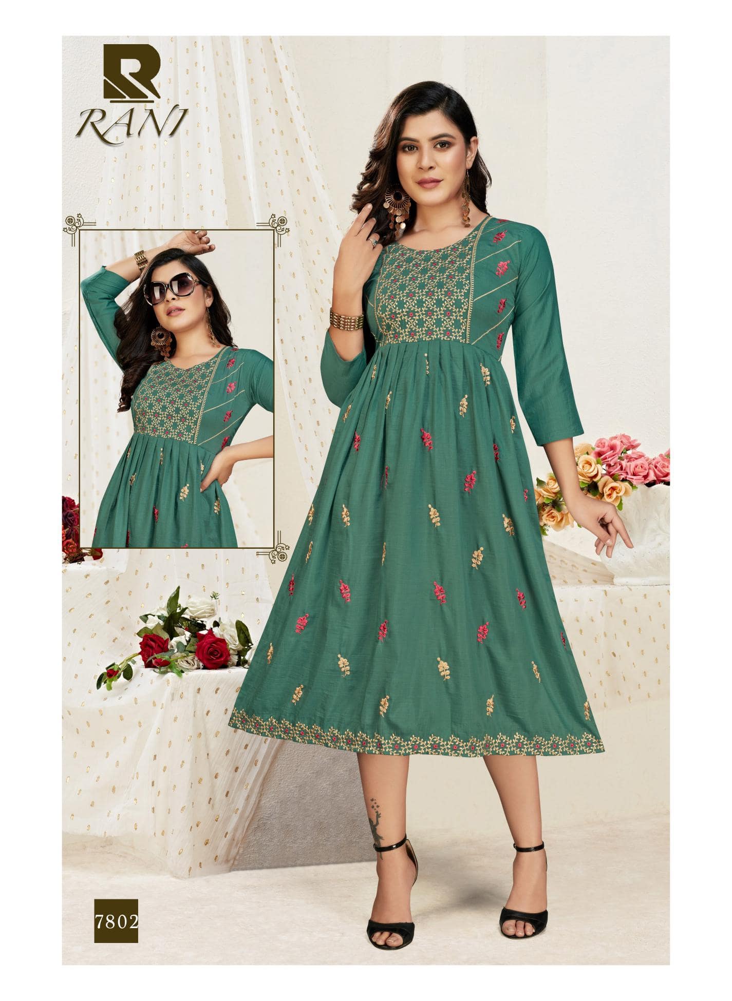 Raashi Rani Latest fancy Designer Casual Wear Printed Chinon Silk Anarkali Kurtis Collection
