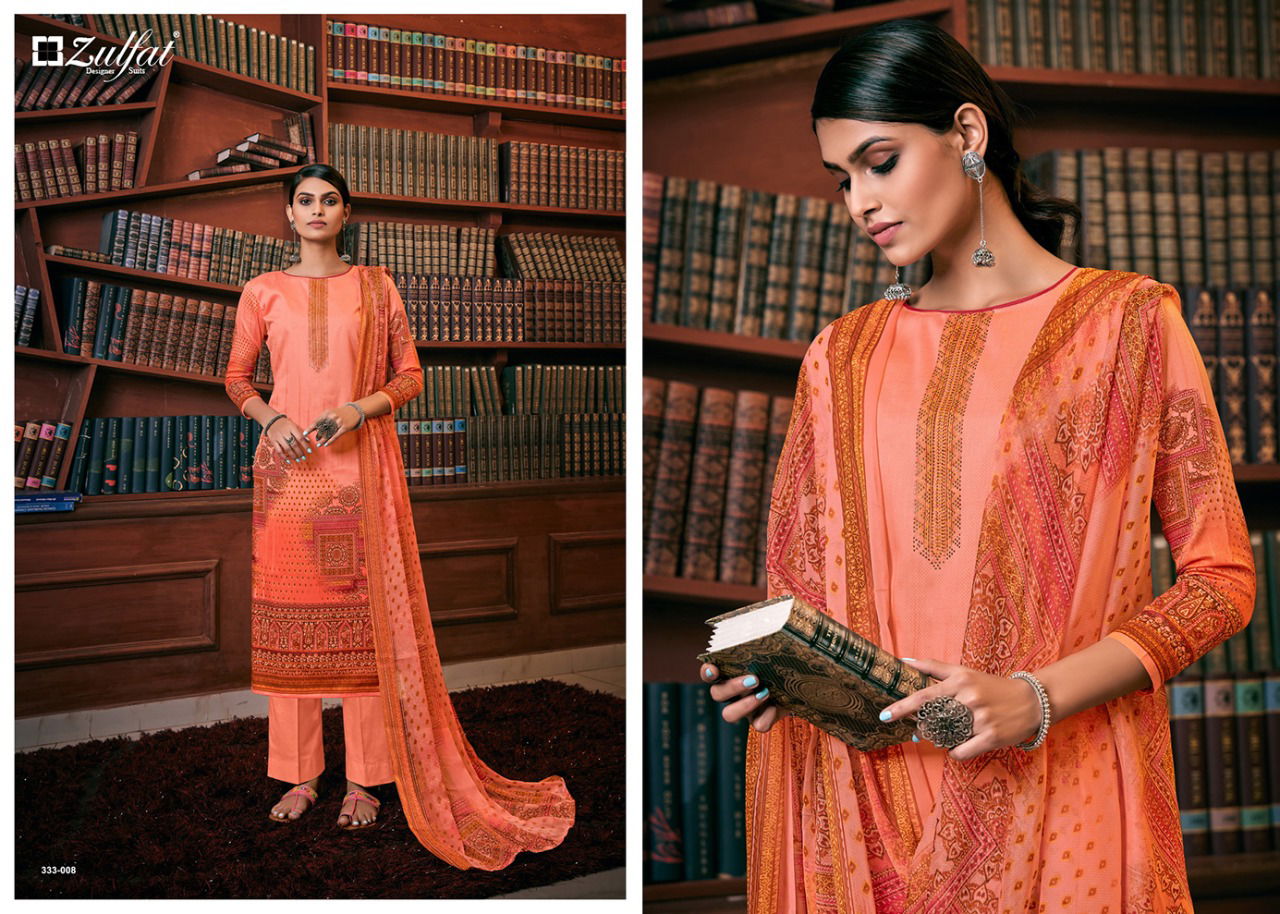 Zulfat Iris Latest fancy Designer Regular Casual Wear Pure Jam Digital Print With Swarovski Diamond Cotton Designer Dress Material Collection
