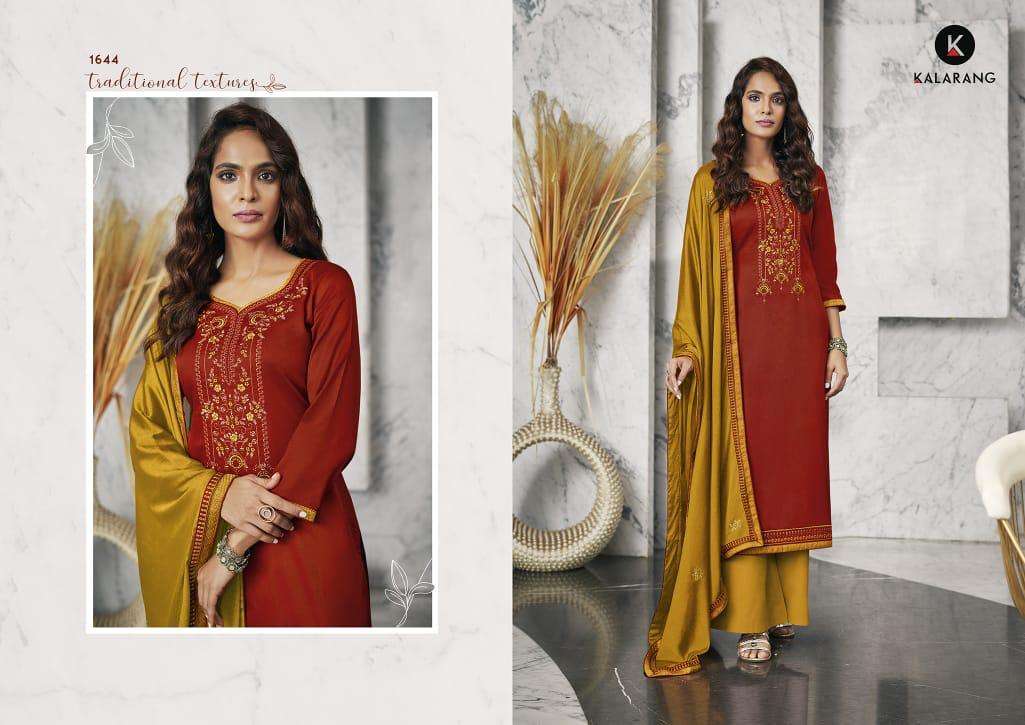 Kalarang Jessica Vol 2 Latest Jam Silk Cotton With Embroidery Work Dress Material With Pure Chinon Swarovski Diamond Work and Embroidery Work Border Dupatta 
