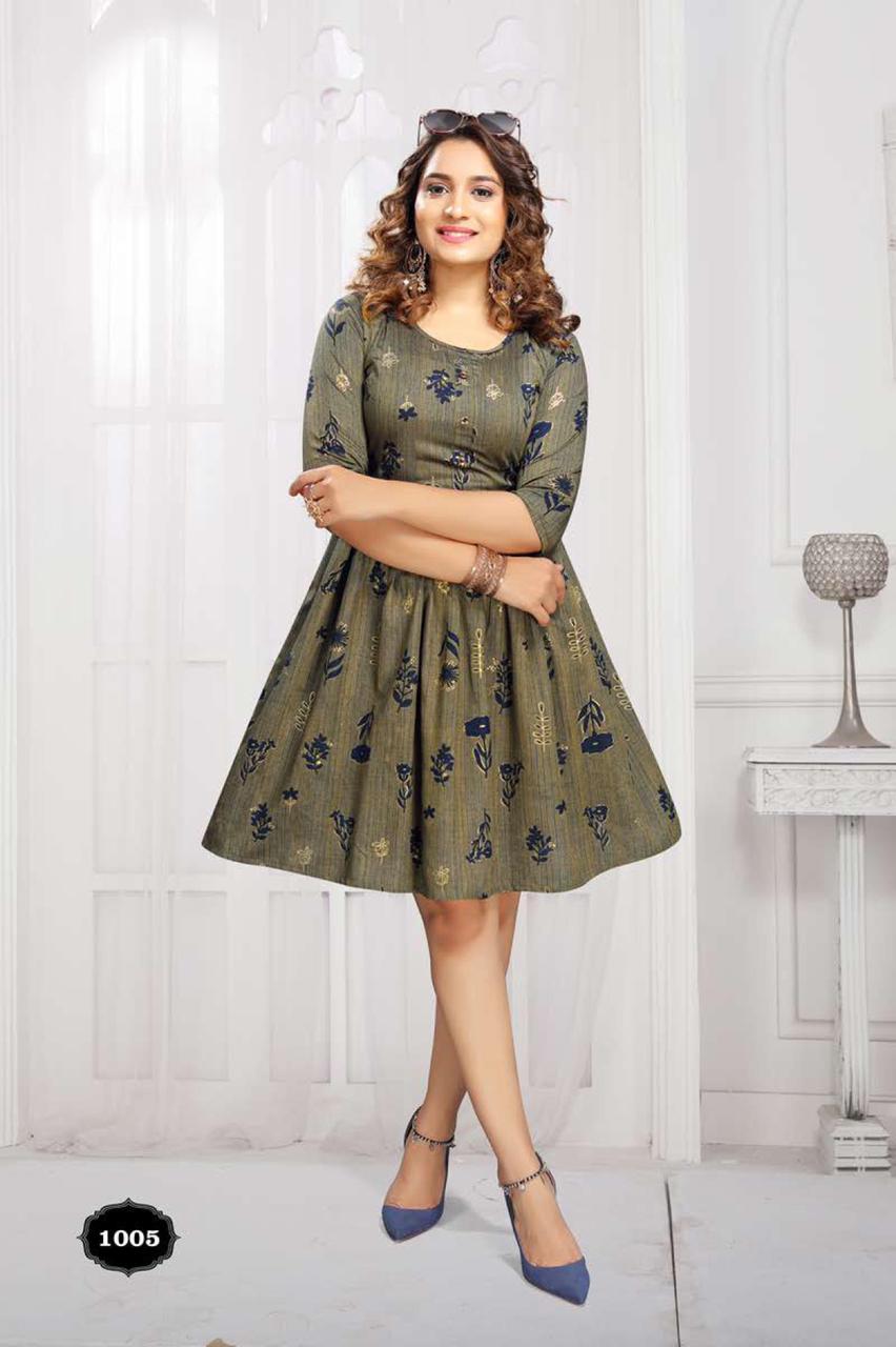 Kannur 3 Rayon Printed Ethnic Wear Designer Anarkali Kurti Collection