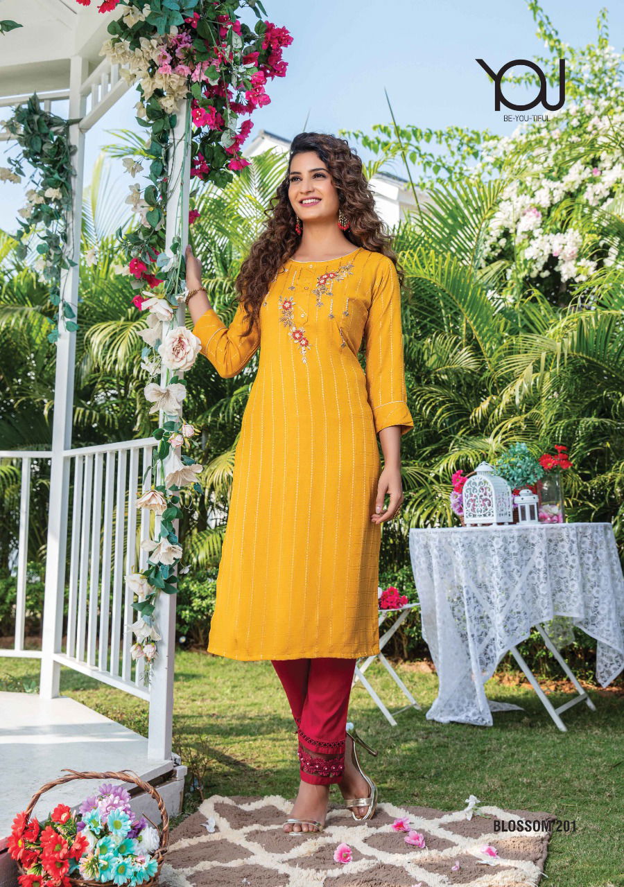 Wanna Blossom 2 Fancy Exclusive Ethnic Wear Rayon Kurti With Bottom Collection