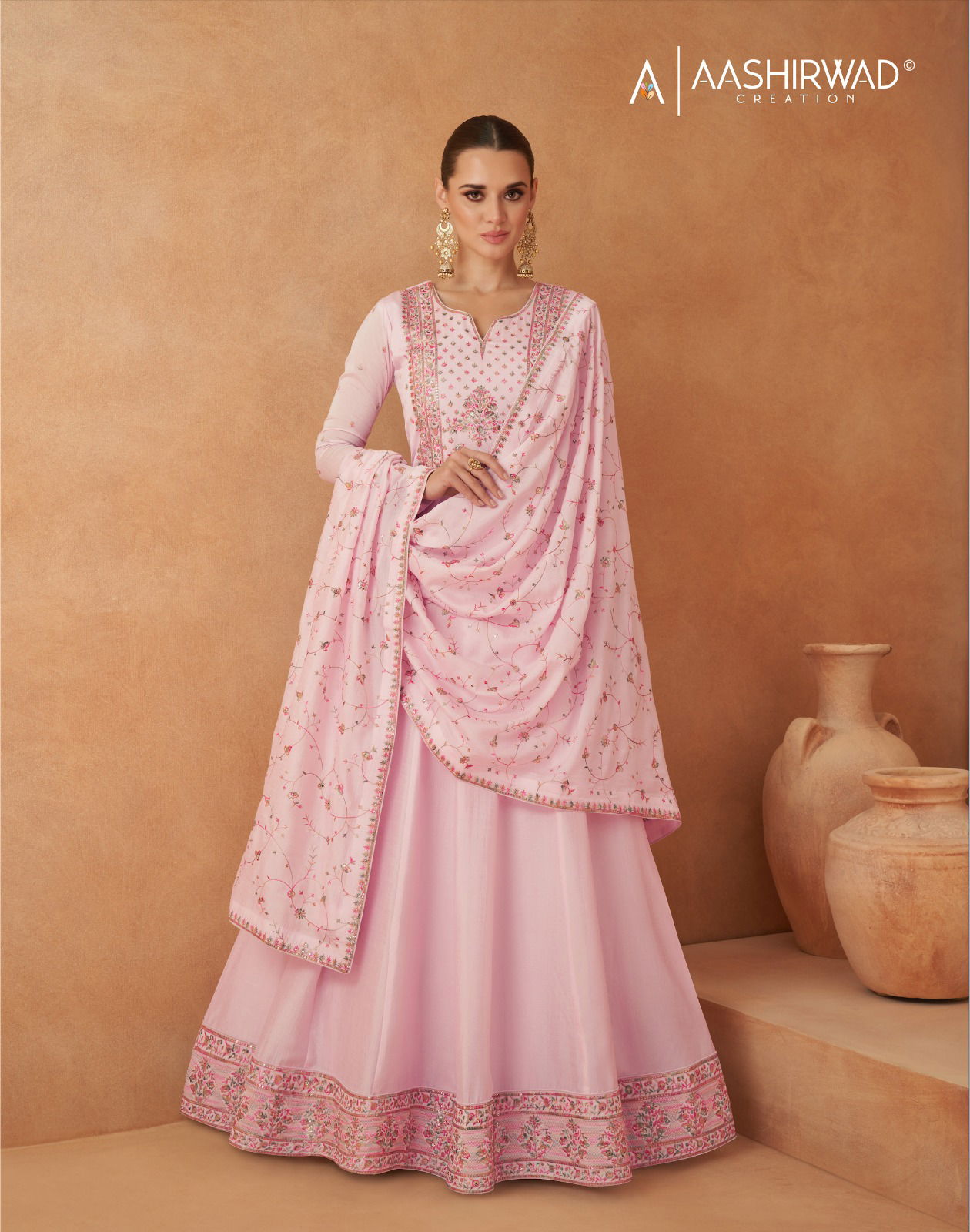 Aashirwad Gulkand Mastani Heavy Silk Gown With Dupatta Catalog
