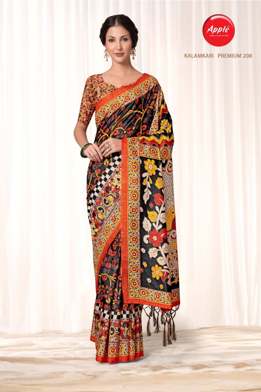 Apple Kalamkari Premium 2 Latest Fancy Designer Regular Casual Wear Printed Saree Collection
