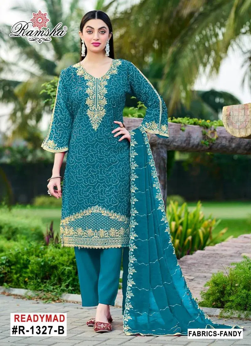 Ramsha R 1327 A To D Ready Made Pakistani Salwar Suits Wholesale Marketin Surat With Price