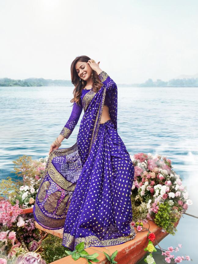 Rajyog Chunari Silk Heavy Bandhani Printed Latest Designer pure viscose with finish blouse Wedding Wear Collection