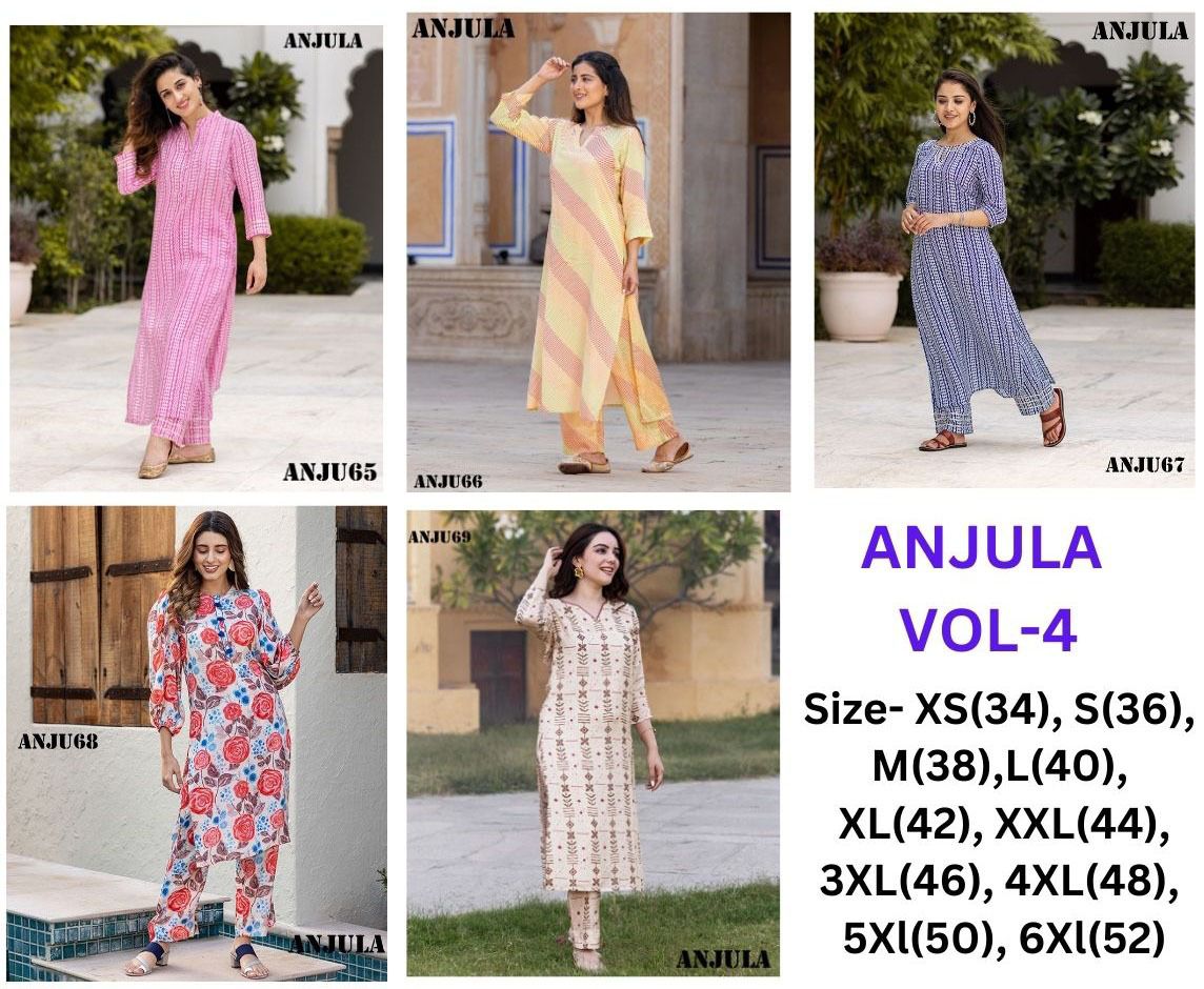 Anjula Vol 4 Pure Muslin Printed Kurti With Bottom Catalog