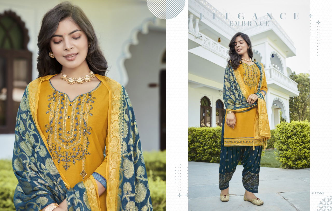 Kalaroop Suvarna By Patiala 5 Jam silk Embroidered work Festive Wear Designer Ready Made Collection
