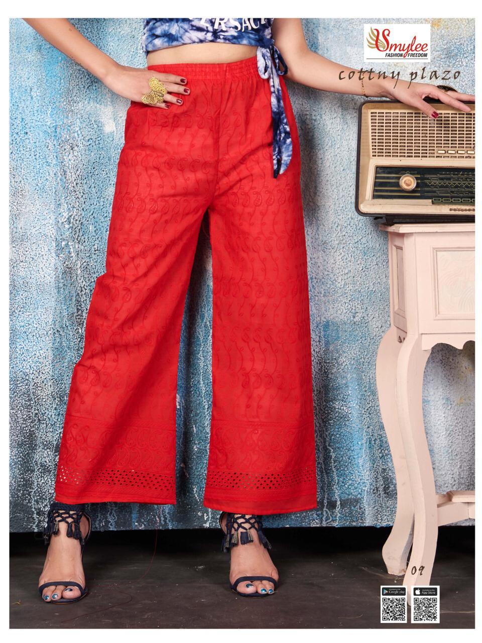 Smylee Latest Designer 	Heavy Chiken Cotton Plazzo Stylish Western Wear Collection
