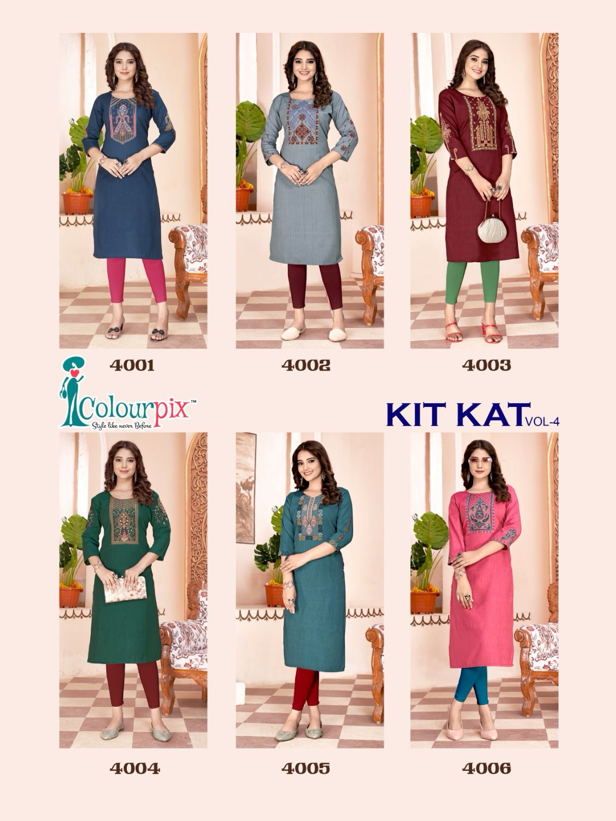 Kit Kat Vol 4 By Colourpix Rayon Weaving Designer Kurtis Catalog
