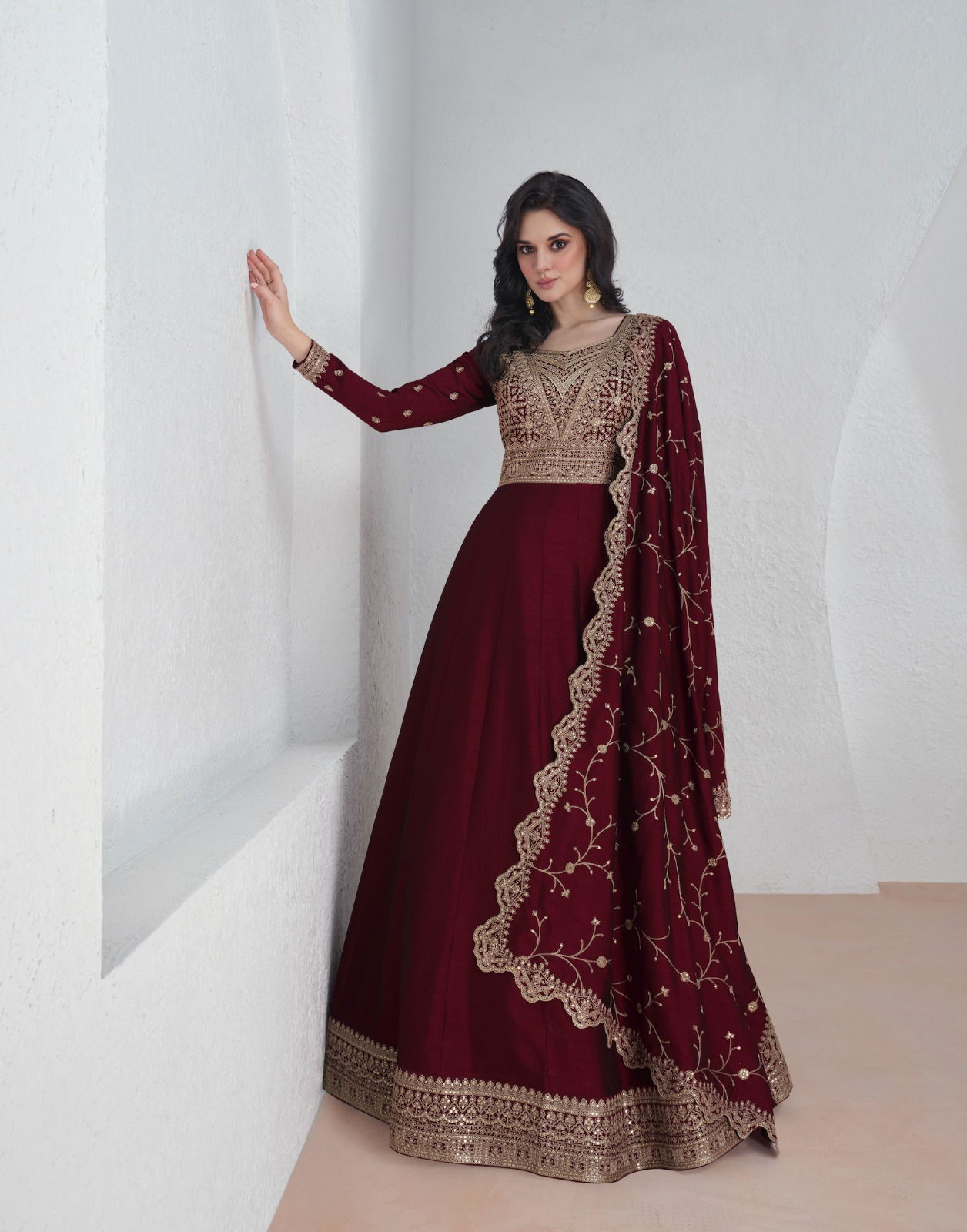 Saroj By Aashirwad Heavy Premium Silk Designer Gown With Dupatta Wholesale Shop In Surat
