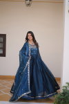 Sn 2452 Designer Burberry Silk Embroidery Wholesale Gown With Dupatta In India