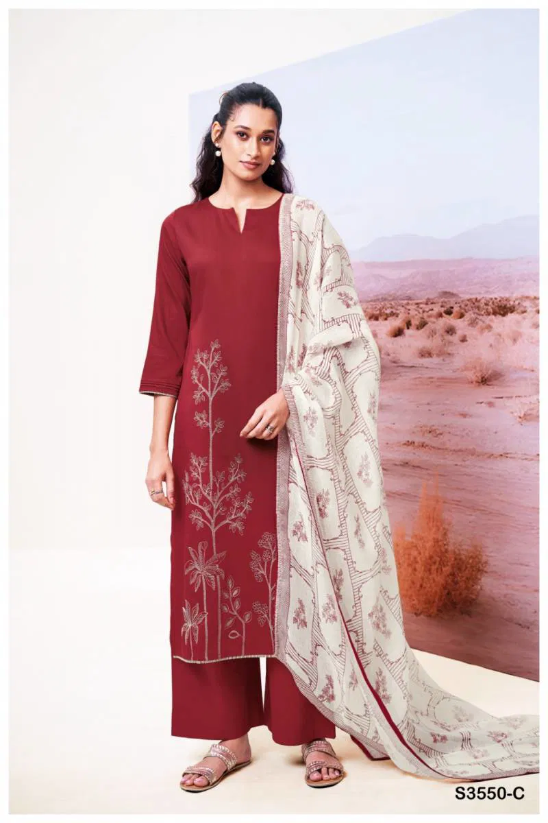 Isheeta By Ganga Cotton Silk Embroidered Salwar Suit Wholesale Clothing Distributors In India
