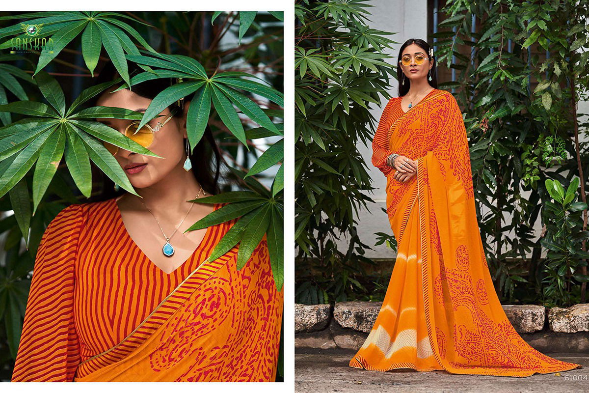 Sanskar Chitrakala Party Wear Georgette Printed Sarees Collction
