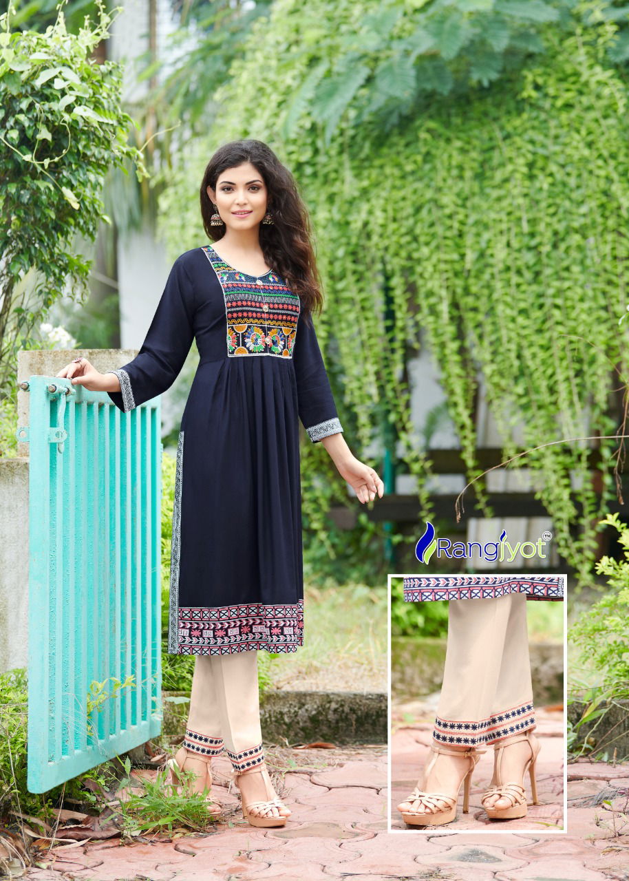 Rangjyot Maria 1 Ethnic Wear Rayon Designer Latest Kurti With Bottom Collection
