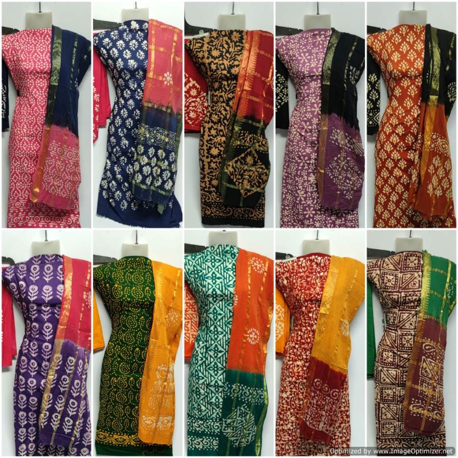 Latest Pure Cotton Bandhani Print Dress Material Collection 