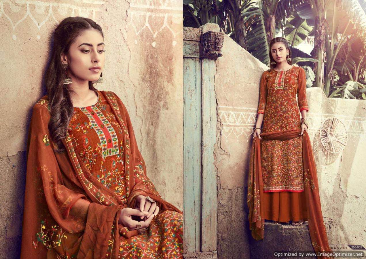Sargam Mehroon Latest Full Printed Pure Pashmina Dress Material Collection 