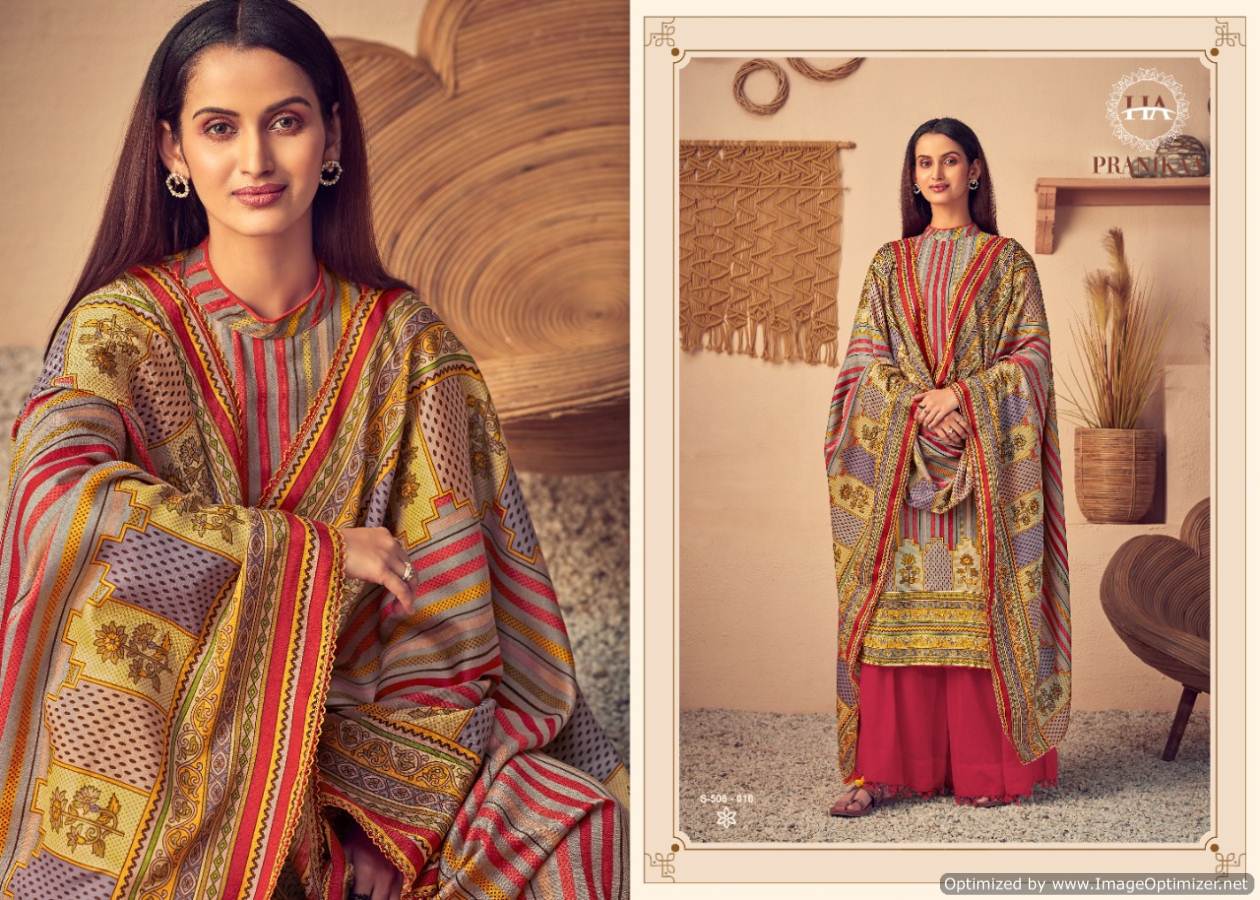 Harshit Pranikaa Latest Designer Printed Pashmina Dress Material Collection With Pure Wool Pashmina Print Four Side Lace Dupatta 