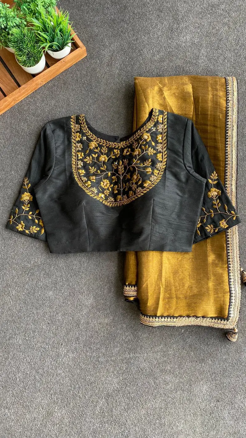 Vivera Golden Tissue Silk Fancy Party Wear Saree Exporters In India