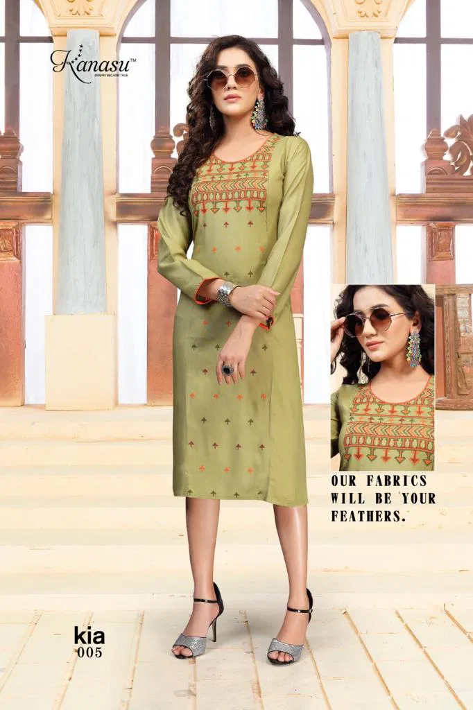 Kanasu Kia Ethnic Wear Rayon Designer Long Kurtis Collection
