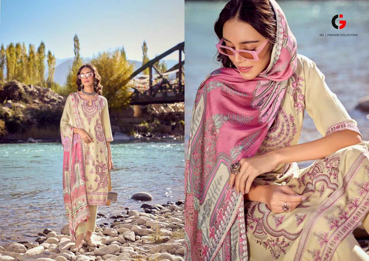 Rezam By Gull Jee Embroidery Pashmina Dress Material Suppliers In India