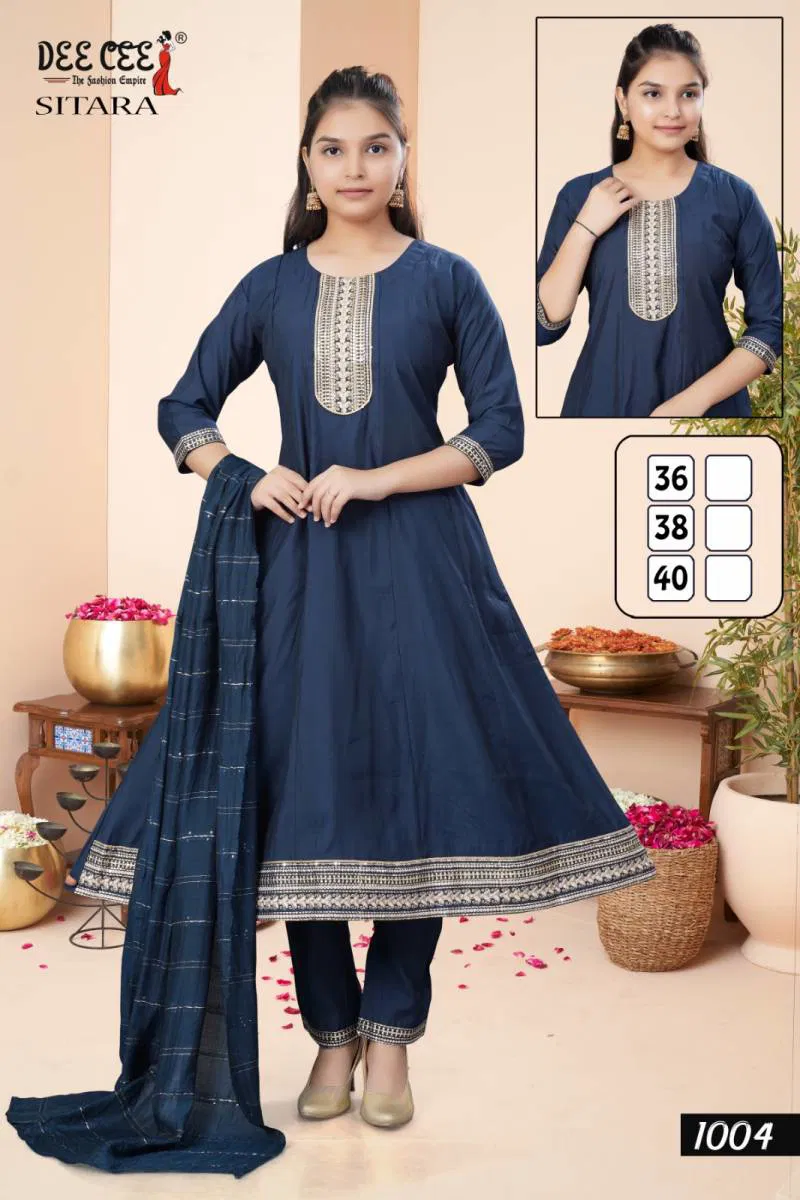 Deecee Sitara Silk Embroidered Kurti Bottom With Dupatta Wholesale Market In Surat