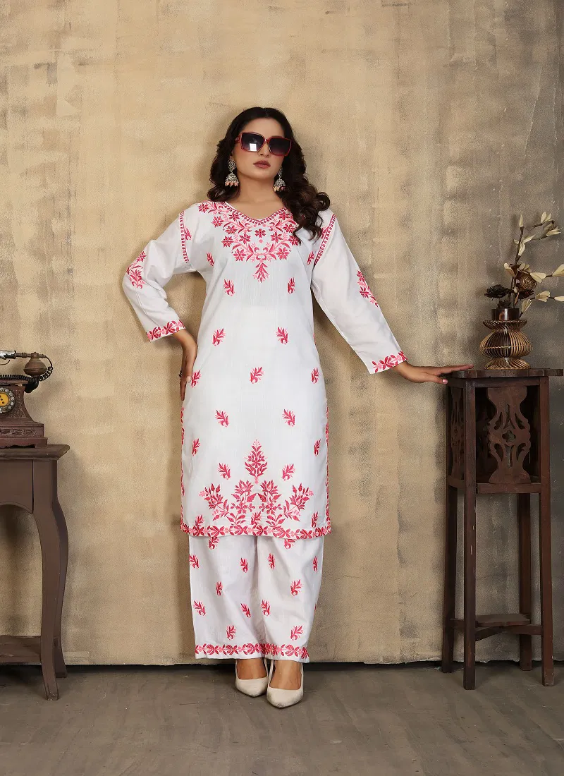 Sanaya 1 By Rasili Nx Rayon Chikankari Embroidery Kurti With Bottom Wholesale Online