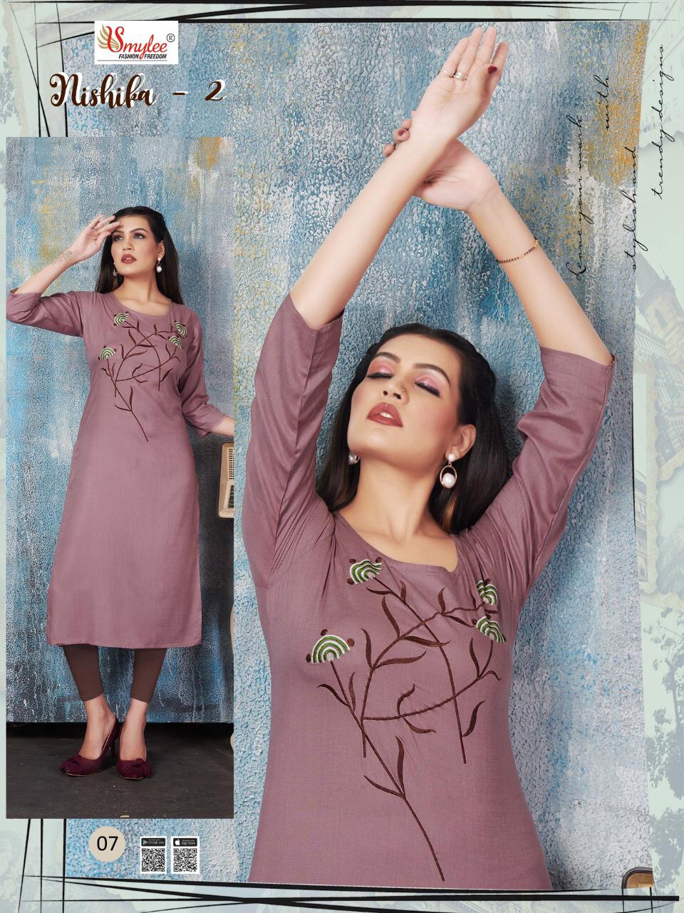 RUNG NISHIKA VOL-2 New Designer Daily Wear Heavy Slub Print Rayon Embroidery Work Kurtis Collection